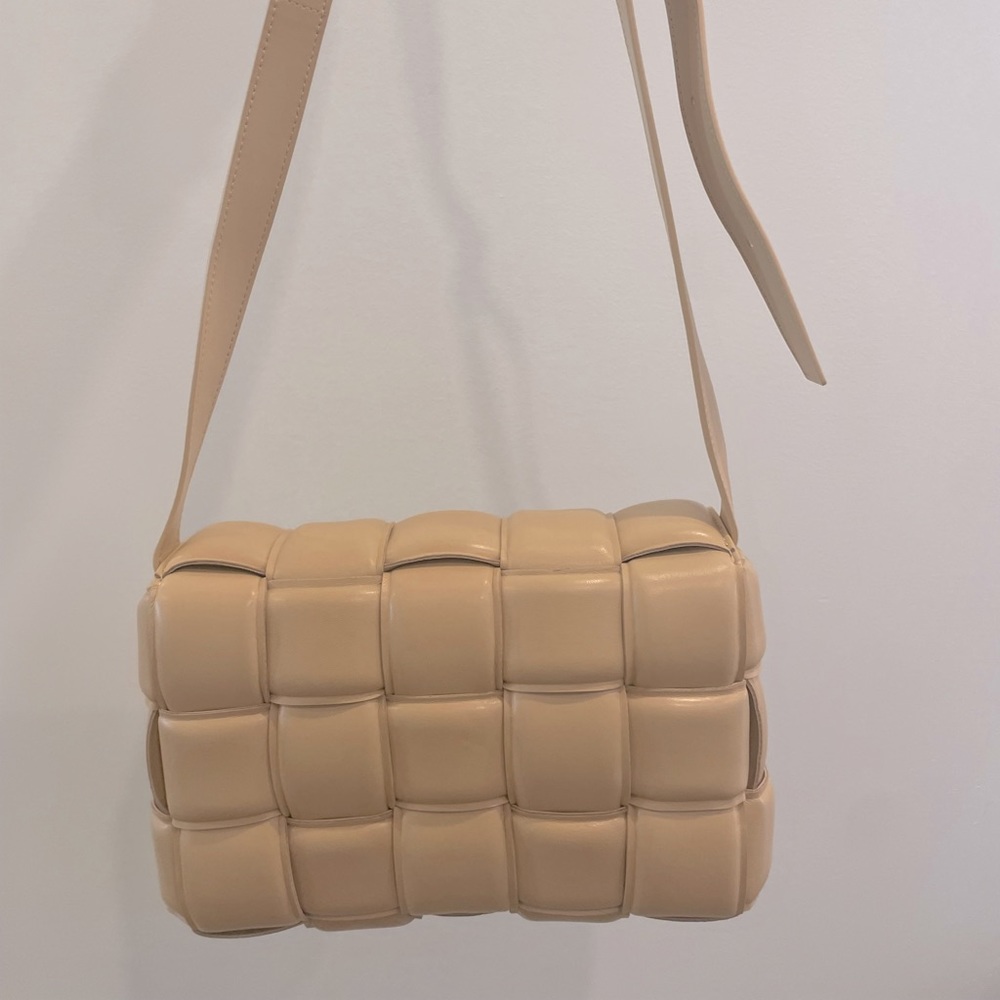 Padded Cassette Crossbody Bag Nude Almond